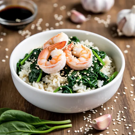 Spinach Garlic Shrimp Fried Rice
