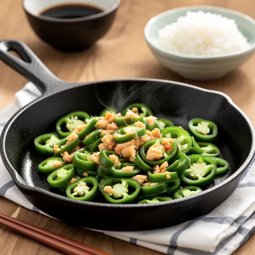 Sauteed Green Peppers with Butter and Bonito Flakes