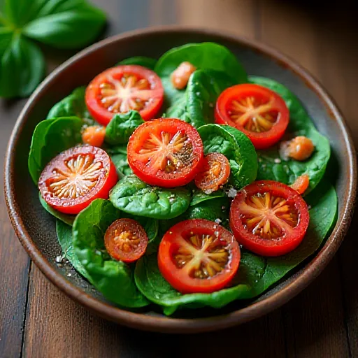 Gesunder Spinatsalat mit Tomaten