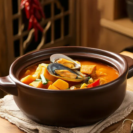 Soupe au soja avec escargots et courge