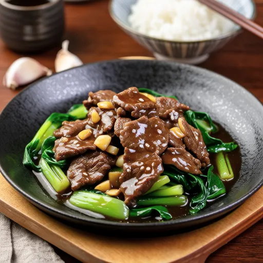 Beef and Chrysanthemum Stir-fry with Oyster Sauce