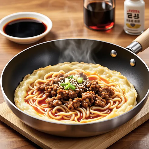 Somen and Ground Pork Korean Pancake Style