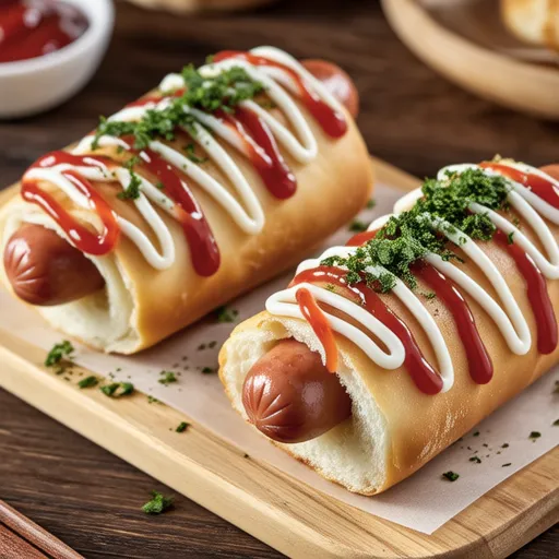 Mini Okonomiyaki-style Hot Dogs