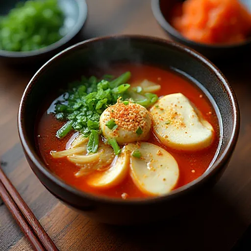 Chige-style Miso Soup with Garlic Chives and Enoki Mushrooms