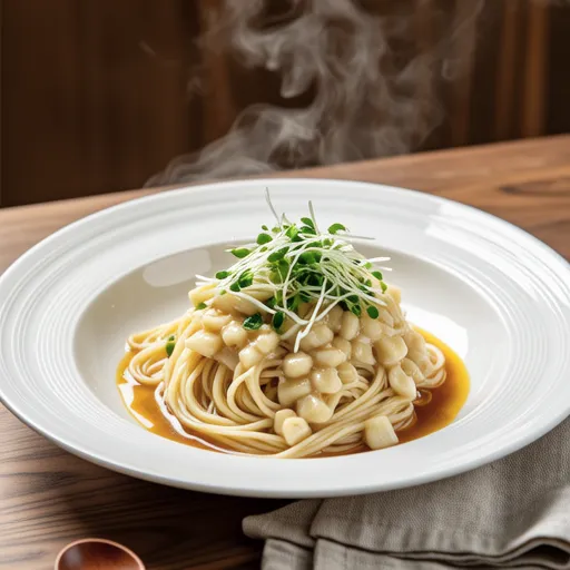 Natto and Pea Sprout Garlic Pasta