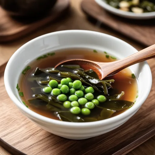 Miso Soup with Pea Shoots and Wakame