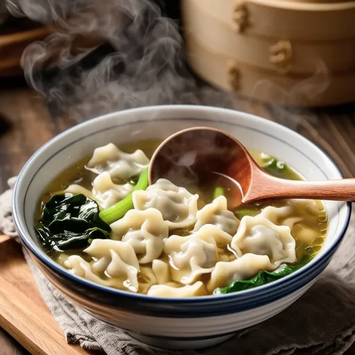 Bean Sprout and Wakame Wonton-style Soup