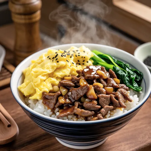 Spinach and Beef Rice Bowl