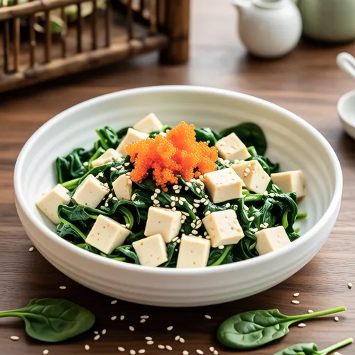 Spinach and Cod Roe Tofu Salad