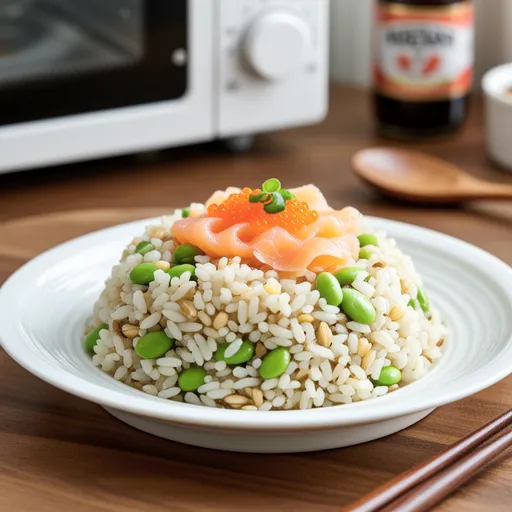 Salmon and Edamame Oatmeal Fried Rice