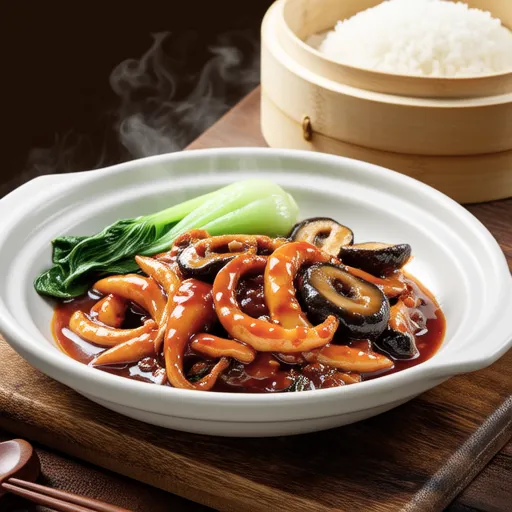 Spicy Braised Squid with Bok Choy