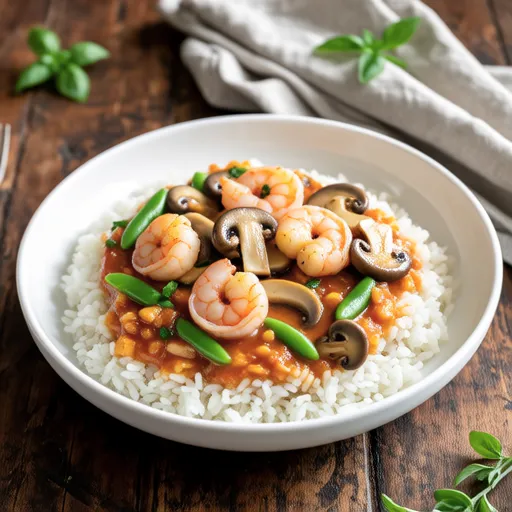 Shrimp and Maitake Tomato Cream Rice