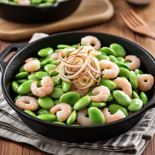 Sautéed Broad Beans and Sakura Shrimp