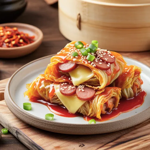 Korean-style Cabbage Rolls with Sausage