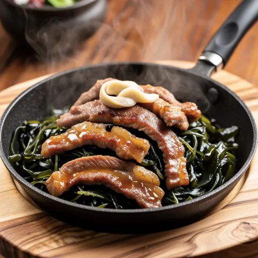 Stir-fried Wakame and Pork with Bonito Flakes