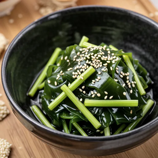Mizuna and Wakame with Zha Cai
