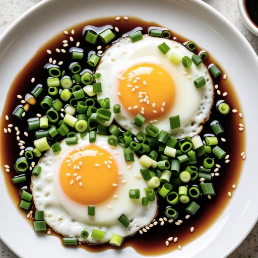 Sesame Oil Fried Eggs with Green Onion