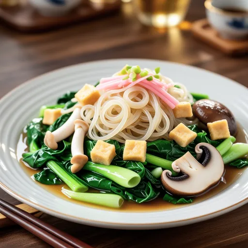 Komatsuna and Vermicelli Stir-fry with Zha Cai