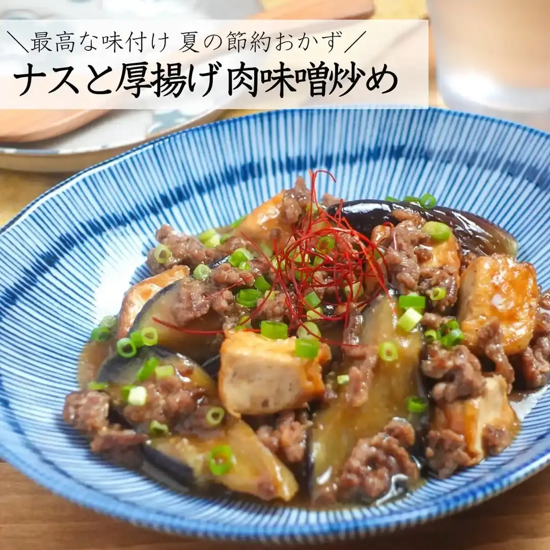 ナスと厚揚げ肉味噌炒め