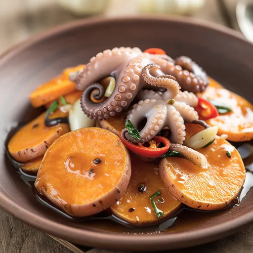 Sweet Potato and Octopus Ajillo