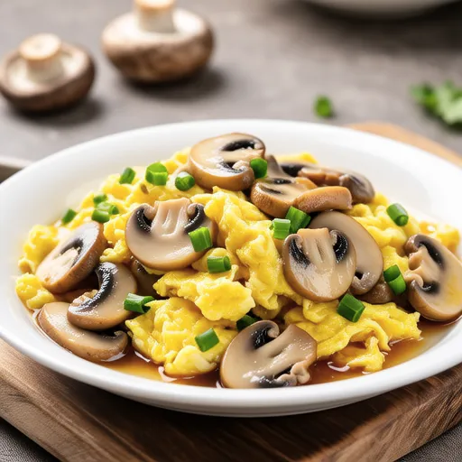 Stir-fried Eggs with King Oyster Mushrooms and Green Onions