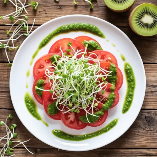 Tomato Sprout Salad with Kiwi Sauce