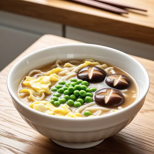 Shiitake and Pea Sprout Egg Drop Soup