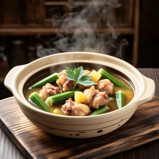 Okra and Chicken Simmered with Umeboshi