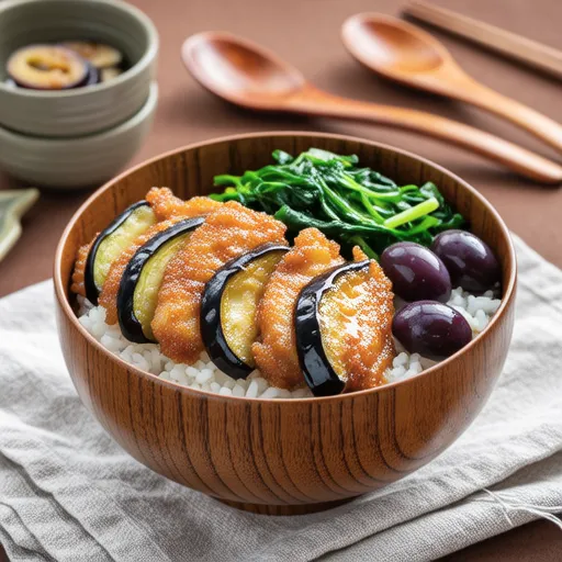Sweet and Sour Eggplant and Chicken Bowl with Ume Ponzu