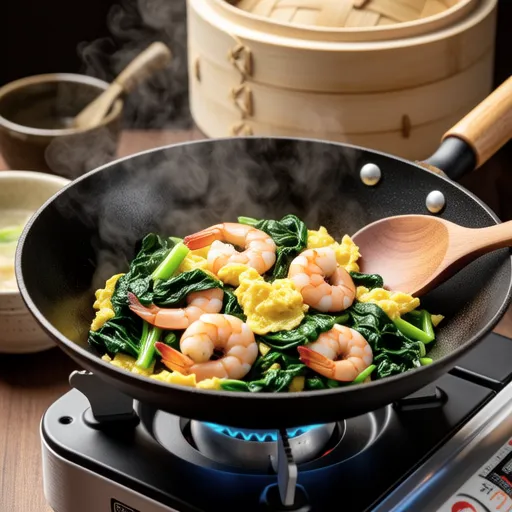 Shrimp and Spinach Stir-fry with Oyster Sauce
