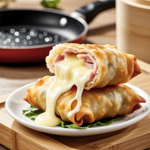 Ham and Cheese Fried Spring Rolls