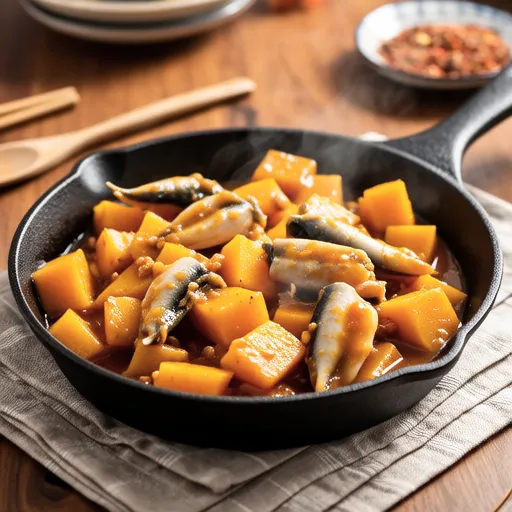 Pumpkin and Canned Mackerel Curry Stir-fry