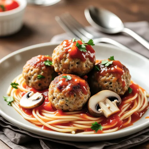 Meatballs and Mushrooms in Tomato Sauce