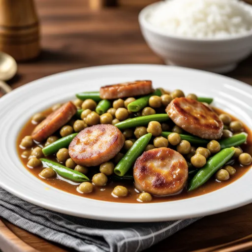 Broad Bean and Sausage Curry Stir-fry