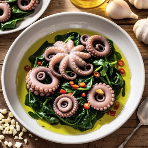 Spinach and Octopus Ajillo