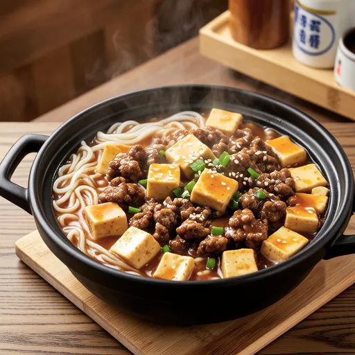 Simmered Ground Meat and Fried Tofu Sukiyaki Style