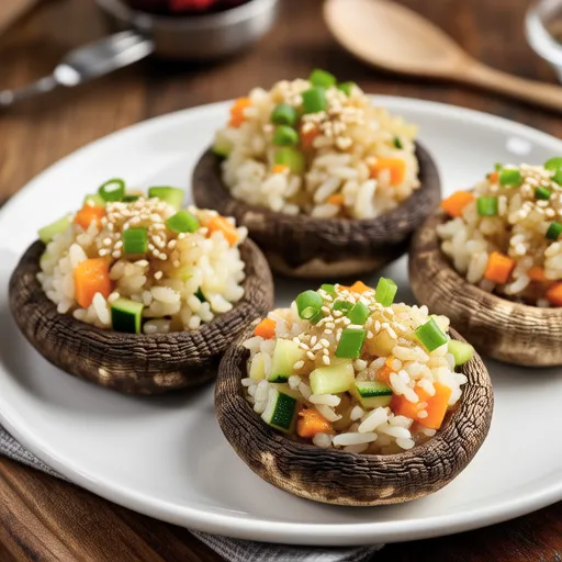 Stuffed Shiitake Mushrooms with Quail Egg Fried Rice