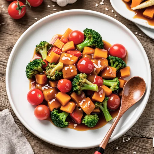 Sweet and Spicy Stir-fried Cut Vegetables and Cherry Tomatoes