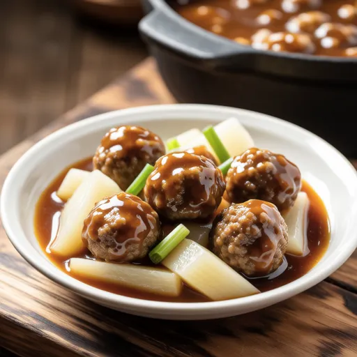 Simmered Turnip and Meatballs in Miso Sauce