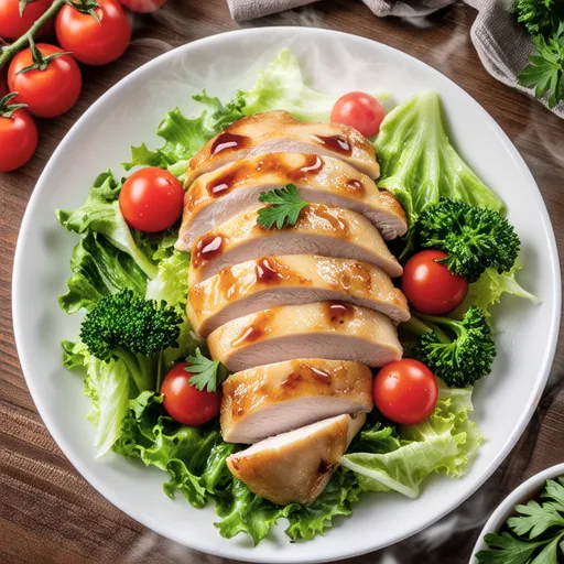 Moist Chicken Breast Warm Vegetable Salad