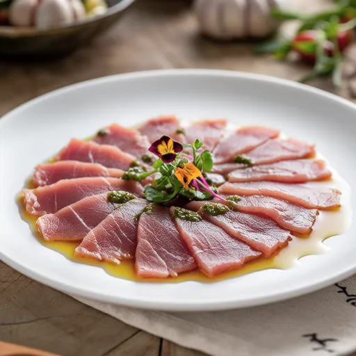 Tuna Carpaccio with Garlic Lemon Soy Sauce
