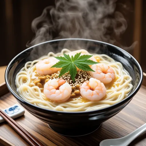 Soy Milk Steamed Udon with Shrimp