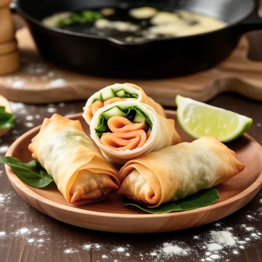 Salmon and Cheese Spring Rolls