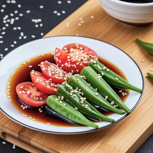 Okra and Tomato Salt Kombu Salad