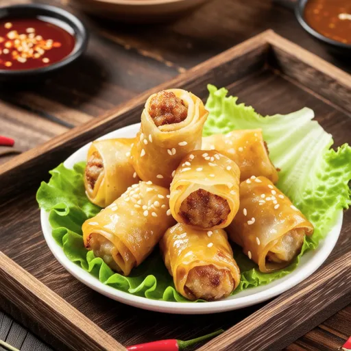 Spring Roll Vermicelli Meatballs with Chili Sauce