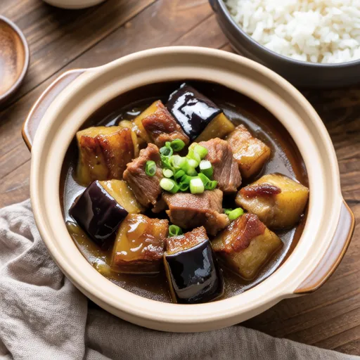 Simmered Eggplant and Pork with Ginger