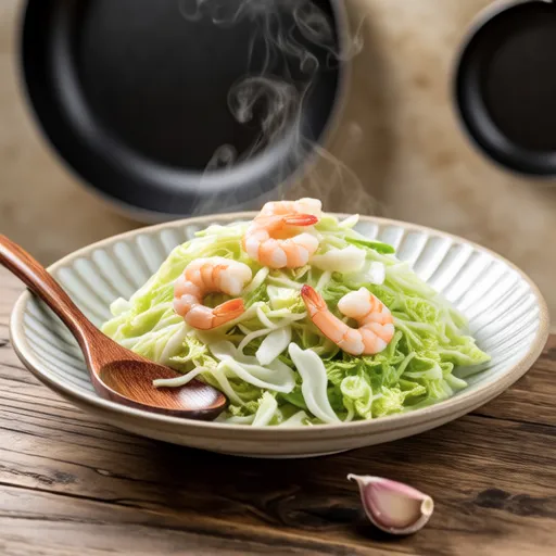 Garlic Stir-fried Sakura Shrimp and Cabbage