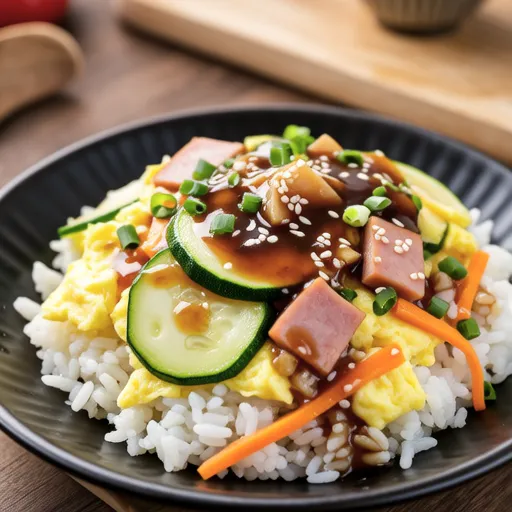 Ham and Vegetable Fried Rice with Oyster Sauce