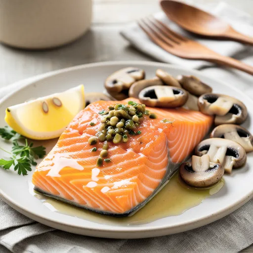 Pan-fried Salted Salmon with King Oyster Mushrooms