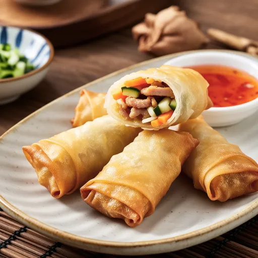 Pork and Cabbage Fried Spring Rolls